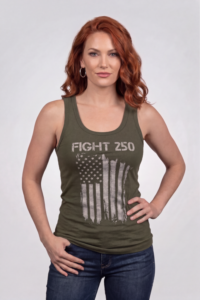 FIGHT 250 USA Flag Racerback Tank – Front Flag