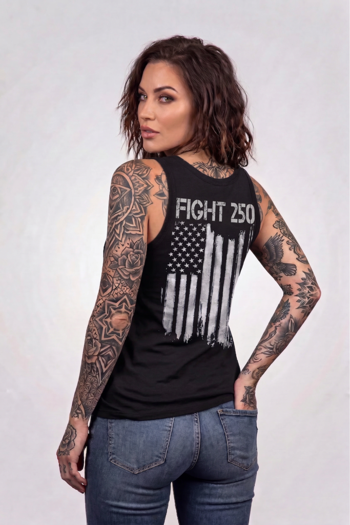 FIGHT 250 USA Flag Racerback Tank – Back Flag